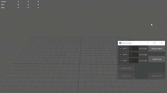 The Lod Creator cycling through lods in Maya