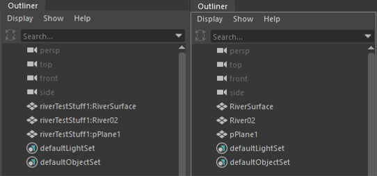Namespace remover outliner result